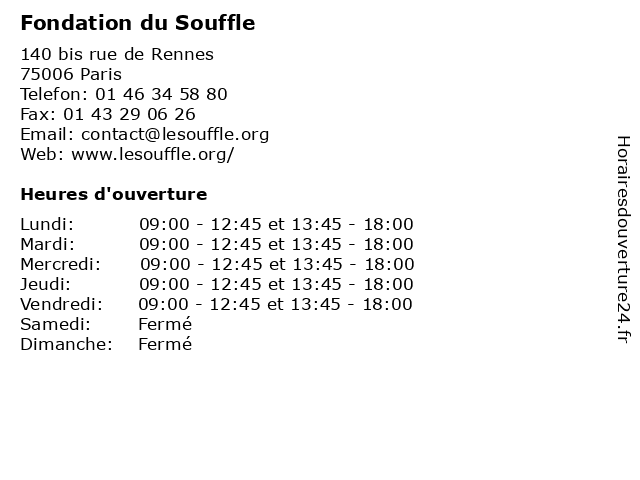 Fondation du Souffle à Paris: adresse et heures d'ouverture