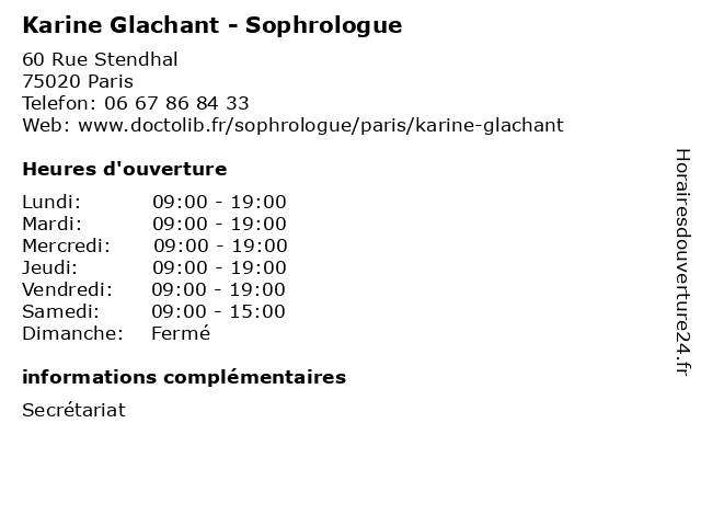 Karine Glachant - Sophrologue à Paris: adresse et heures d'ouverture