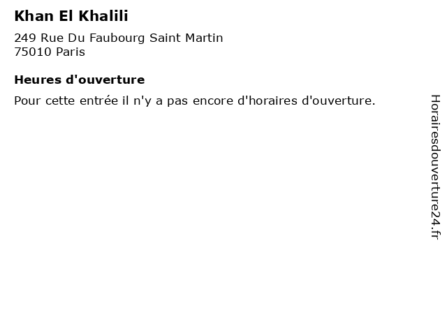 Khan El Khalili à Paris: adresse et heures d'ouverture