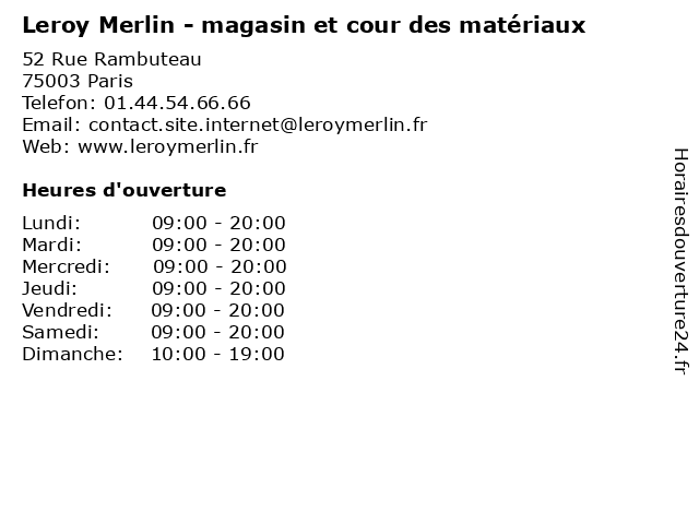 Leroy Merlin Paris Beaubourg 52 Rue Rambuteau 75003 Paris