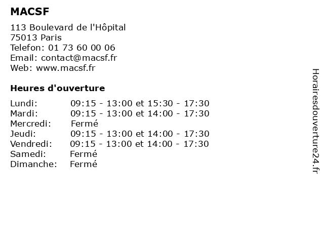 Macsf adresse paris