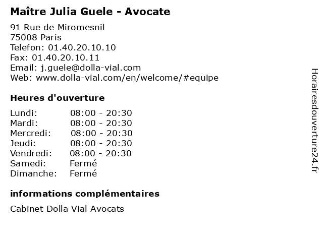 Maître Julia Guele - Avocate à Paris: adresse et heures d'ouverture