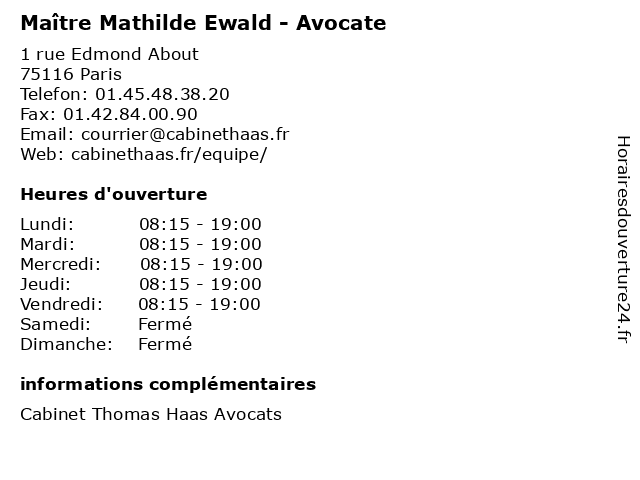 Maître Mathilde Ewald - Avocate à Paris: adresse et heures d'ouverture