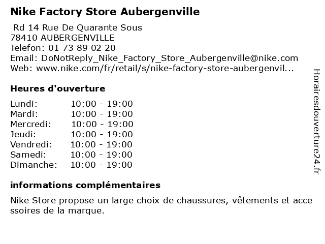 adresse nike factory