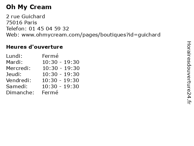 Oh My Cream à Paris: adresse et heures d'ouverture