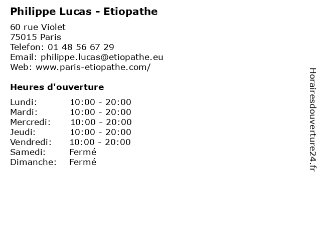 Philippe Lucas - Etiopathe à Paris: adresse et heures d'ouverture