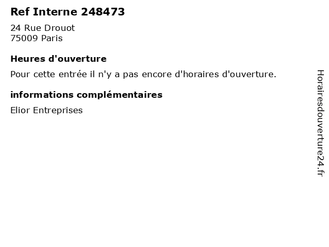 Ref Interne 248473 à Paris: adresse et heures d'ouverture