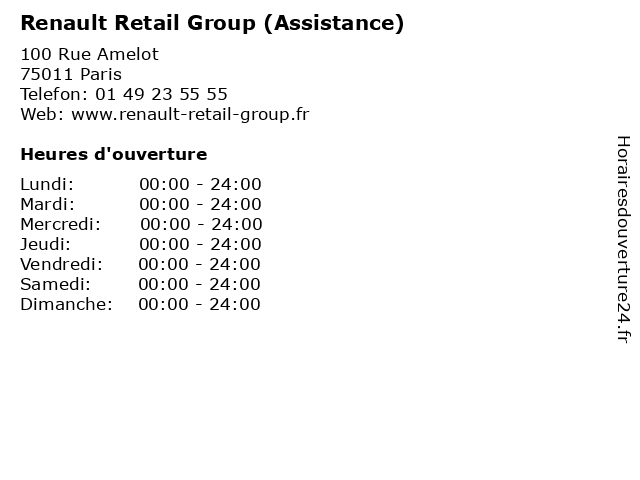 Renault Retail Group (Assistance) à Paris: adresse et heures d'ouverture