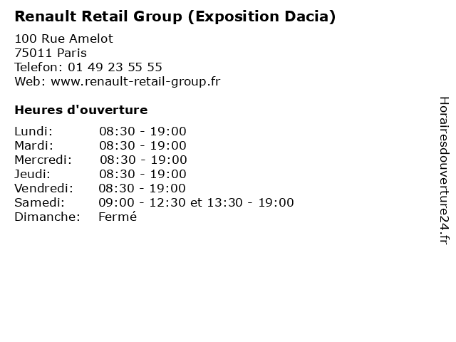 Renault Retail Group (Exposition Dacia) à Paris: adresse et heures d'ouverture