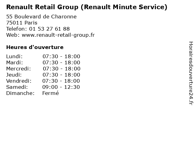 Renault Retail Group (Renault Minute Service) à Paris: adresse et heures d'ouverture