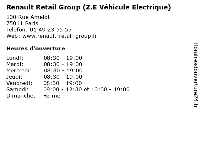 Renault Retail Group (Z.E Véhicule Electrique) à Paris: adresse et heures d'ouverture