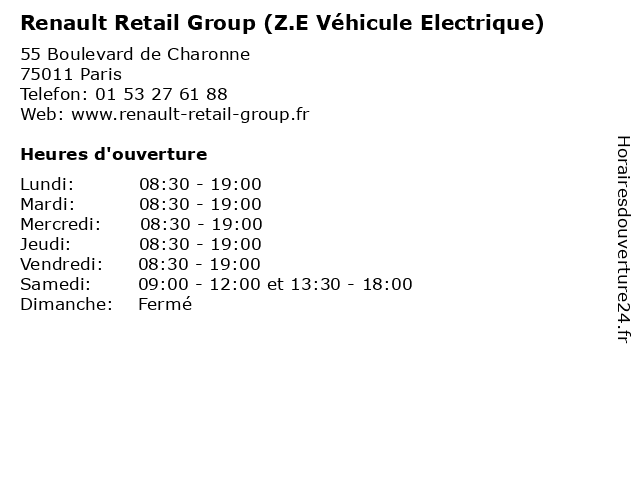 Renault Retail Group (Z.E Véhicule Electrique) à Paris: adresse et heures d'ouverture
