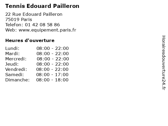 Tennis Edouard Pailleron à Paris: adresse et heures d'ouverture