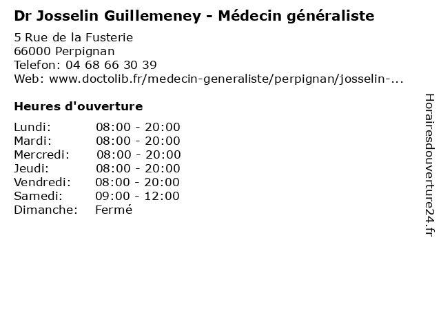 Dr Josselin Guillemeney - Médecin généraliste à Perpignan: adresse et heures d'ouverture