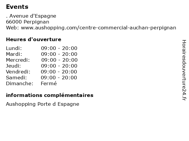 Events à Perpignan: adresse et heures d'ouverture