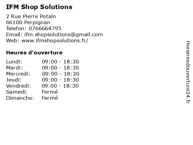 IFM Shop Solutions à Perpignan: adresse et heures d'ouverture