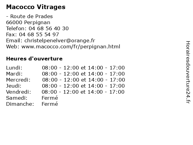 Macocco Vitrages à Perpignan: adresse et heures d'ouverture