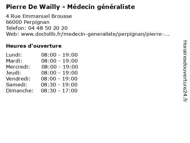 Pierre De Wailly - Médecin généraliste à Perpignan: adresse et heures d'ouverture