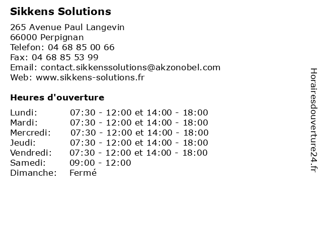 Sikkens Solutions à Perpignan: adresse et heures d'ouverture