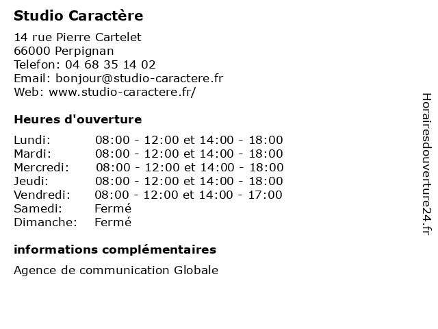 Studio Caractère à Perpignan: adresse et heures d'ouverture