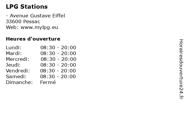 LPG Stations à Pessac: adresse et heures d'ouverture