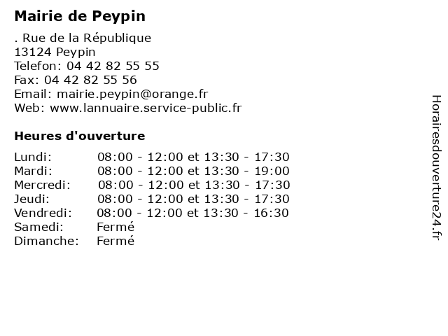 Mairie de Peypin à Peypin: adresse et heures d'ouverture