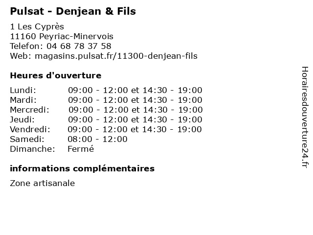 Pulsat - Denjean & Fils à Peyriac-Minervois: adresse et heures d'ouverture