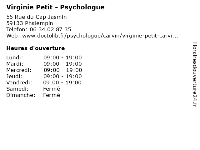 Virginie Petit - Psychologue à Phalempin: adresse et heures d'ouverture