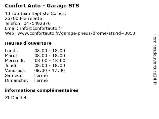 Confort Auto - Garage STS à Pierrelatte: adresse et heures d'ouverture
