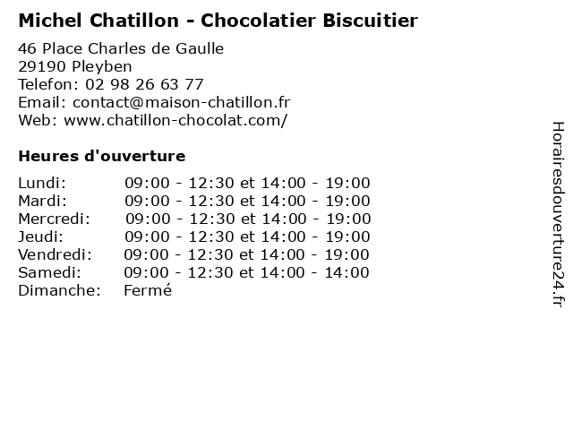 Michel Chatillon - Chocolatier Biscuitier à Pleyben: adresse et heures d'ouverture