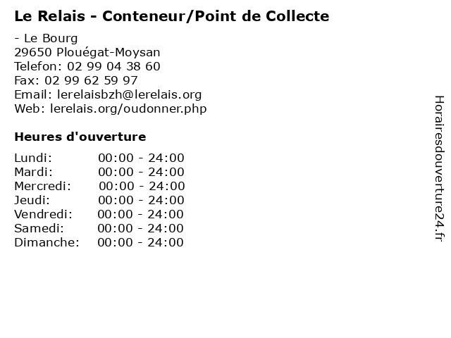 Le Relais - Conteneur/Point de Collecte à Plouégat-Moysan: adresse et heures d'ouverture