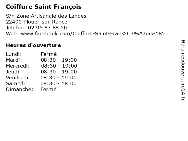 Coiffure Saint François à Plouër-sur-Rance: adresse et heures d'ouverture