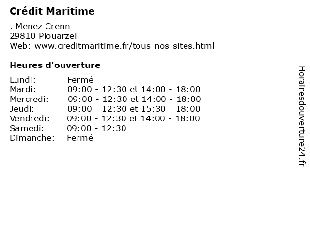 Crédit Maritime à Plouarzel: adresse et heures d'ouverture
