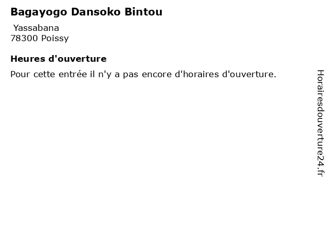 Bagayogo Dansoko Bintou à Poissy: adresse et heures d'ouverture