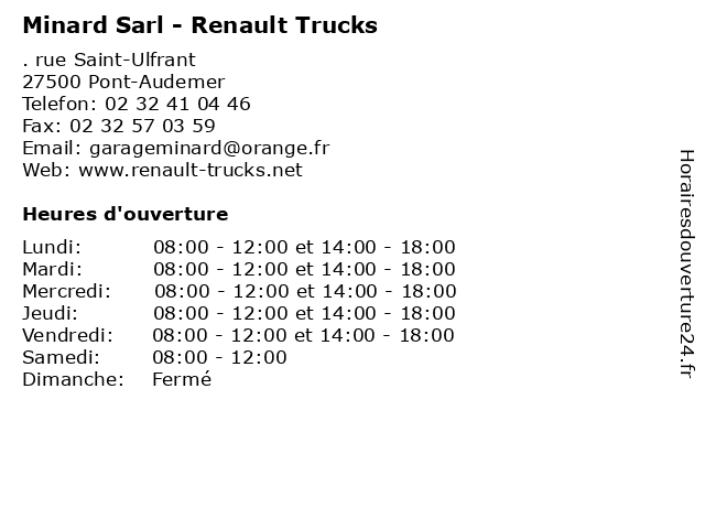 Minard Sarl - Renault Trucks à Pont-Audemer: adresse et heures d'ouverture