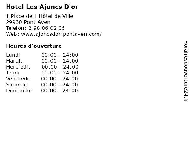 Hotel Les Ajoncs D'or à Pont-Aven: adresse et heures d'ouverture