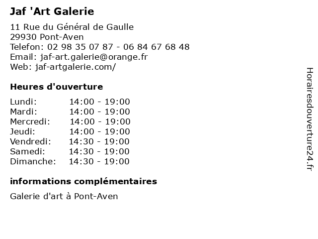 Jaf 'Art Galerie à Pont-Aven: adresse et heures d'ouverture