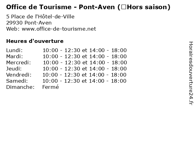 Office de Tourisme - Pont-Aven (	Hors saison) à Pont-Aven: adresse et heures d'ouverture