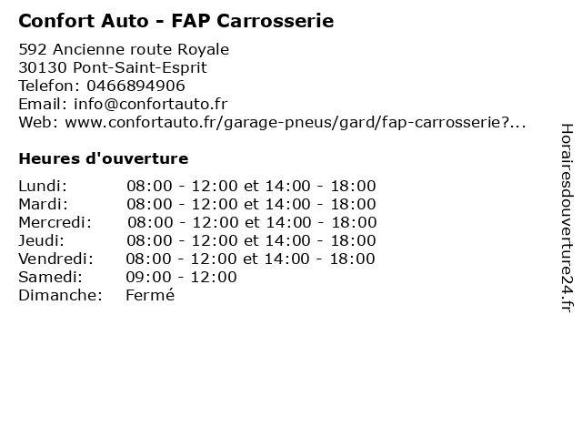 Confort Auto - FAP Carrosserie à Pont-Saint-Esprit: adresse et heures d'ouverture