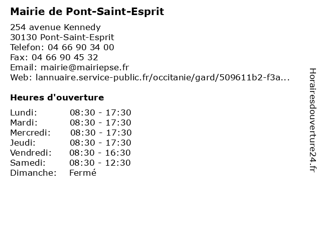 Mairie de Pont-Saint-Esprit à Pont-Saint-Esprit: adresse et heures d'ouverture