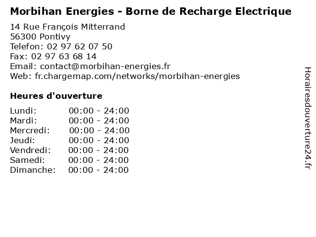 Morbihan Energies - Borne de Recharge Electrique à Pontivy: adresse et heures d'ouverture
