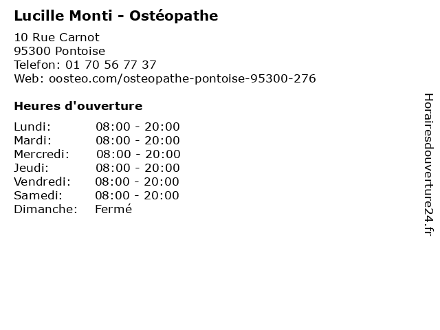 Lucille Monti - Ostéopathe à Pontoise: adresse et heures d'ouverture