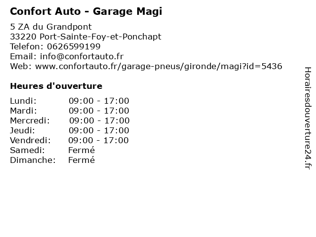 Confort Auto - Garage Magi à Port-Sainte-Foy-et-Ponchapt: adresse et heures d'ouverture