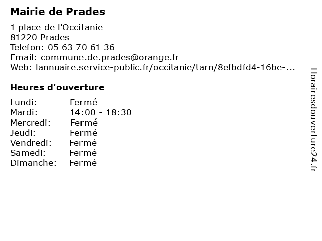 Mairie de Prades à Prades: adresse et heures d'ouverture