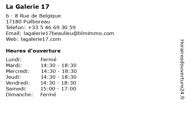 La Galerie 17 à Puilboreau: adresse et heures d'ouverture