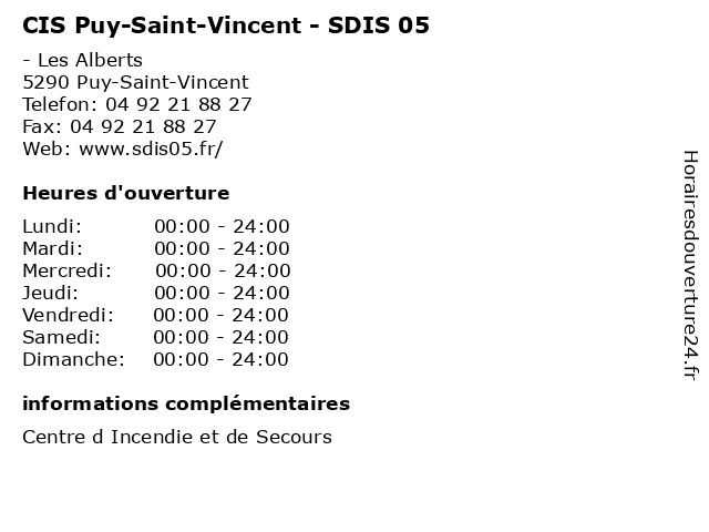 CIS Puy-Saint-Vincent - SDIS 05 à Puy-Saint-Vincent: adresse et heures d'ouverture