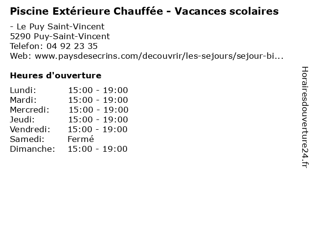 Piscine Extérieure Chauffée - Vacances scolaires à Puy-Saint-Vincent: adresse et heures d'ouverture