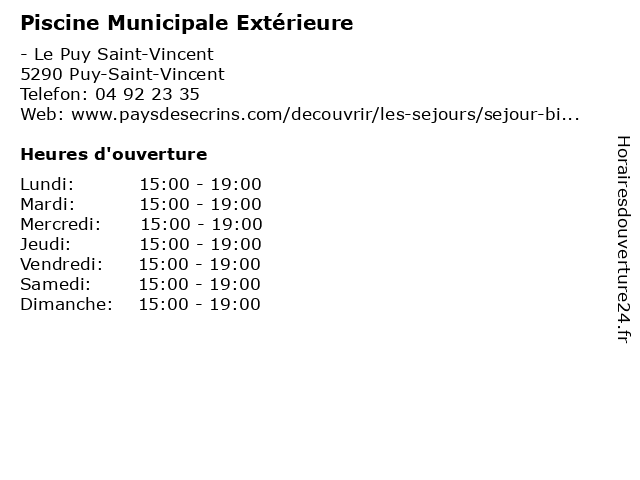 Piscine Municipale Extérieure à Puy-Saint-Vincent: adresse et heures d'ouverture
