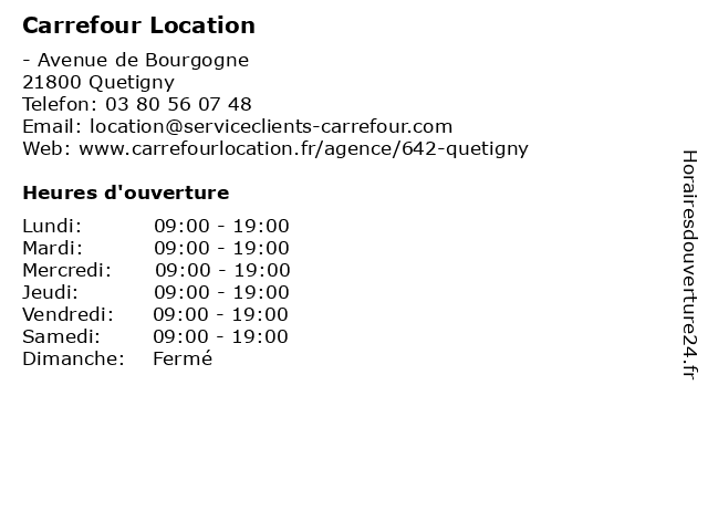 Carrefour Location à Quetigny: adresse et heures d'ouverture
