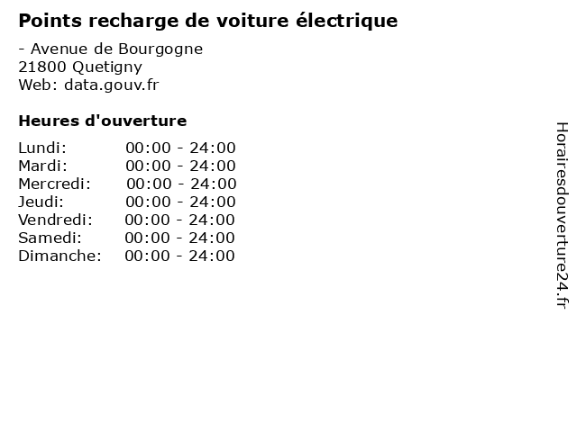 Points recharge de voiture électrique à Quetigny: adresse et heures d'ouverture